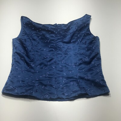 Alfred Angelo Dressy Top Womens Size 20 Blue Embroidered Sleeveless Formal Party