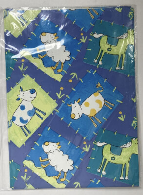 NEW VTG Wrapping Paper 2 - 20  x 30  Gift Wrap Kids Children Animals Image Craft