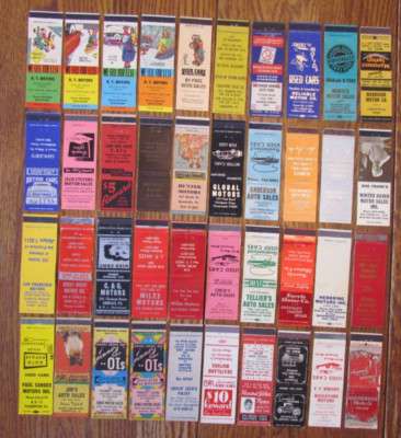 CAR DEALER MATCHBOOK COVERS: LOT OF 80 DIFFERENT EMPTY MATCHCOVERS -B28
