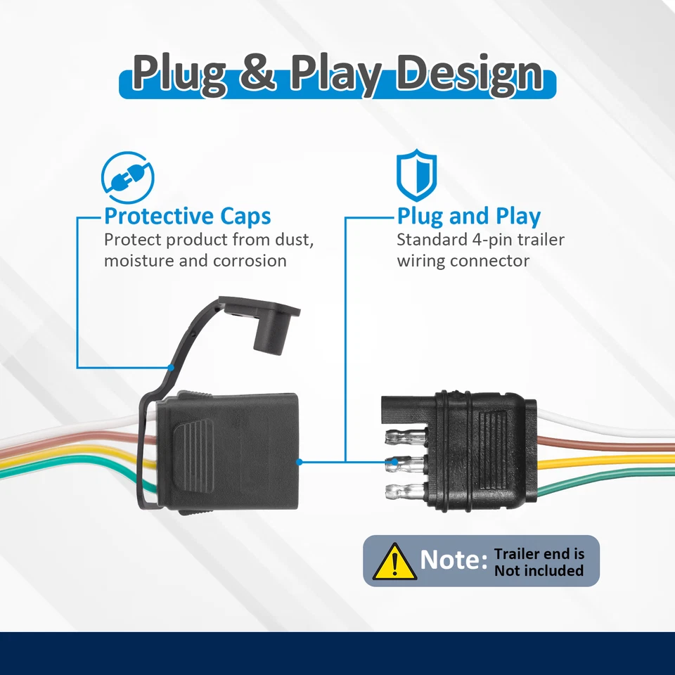 4 Pin Trailer Wiring Harness For Ford F150/ F250/ F350 1987-1993 1994 1995 1996 - Image 4 of 4