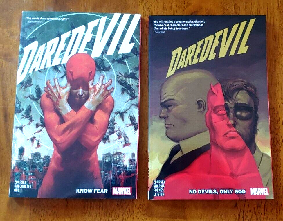 DAREDEVIL Marvel Comics TPB Vol 1 & 2 NM UNREAD KNOW FEAR NO DEVILS ONLY GOD