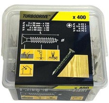 400PCS WOOD SCREWS MULTI-PURPOSE POZI COUNTERSUNK CHIPBOARD YELLOW PZ1 & PZ2