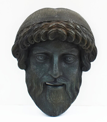 Poseidon kleine Maske mit Bronzefarbeffekt - antikes Theater - Gott des Meeres