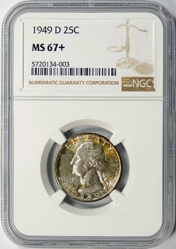 1949-D Washington Quarter 25c NGC MS67+ Toning