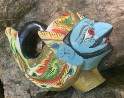  Vintage Handcarved Balinese Painted Wood Art Craft Dewi Arimbi Gatut Kaca 
