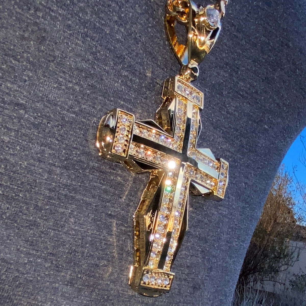 Gold plated cross pendant mens deals