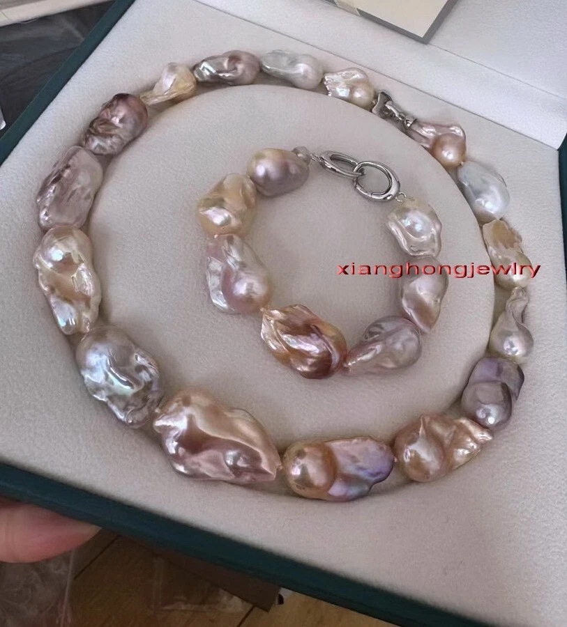 AAAAA 17" 7.5”50mm south sea baroque Multicolor pearl necklace bracelet sets - Image 2 of 4