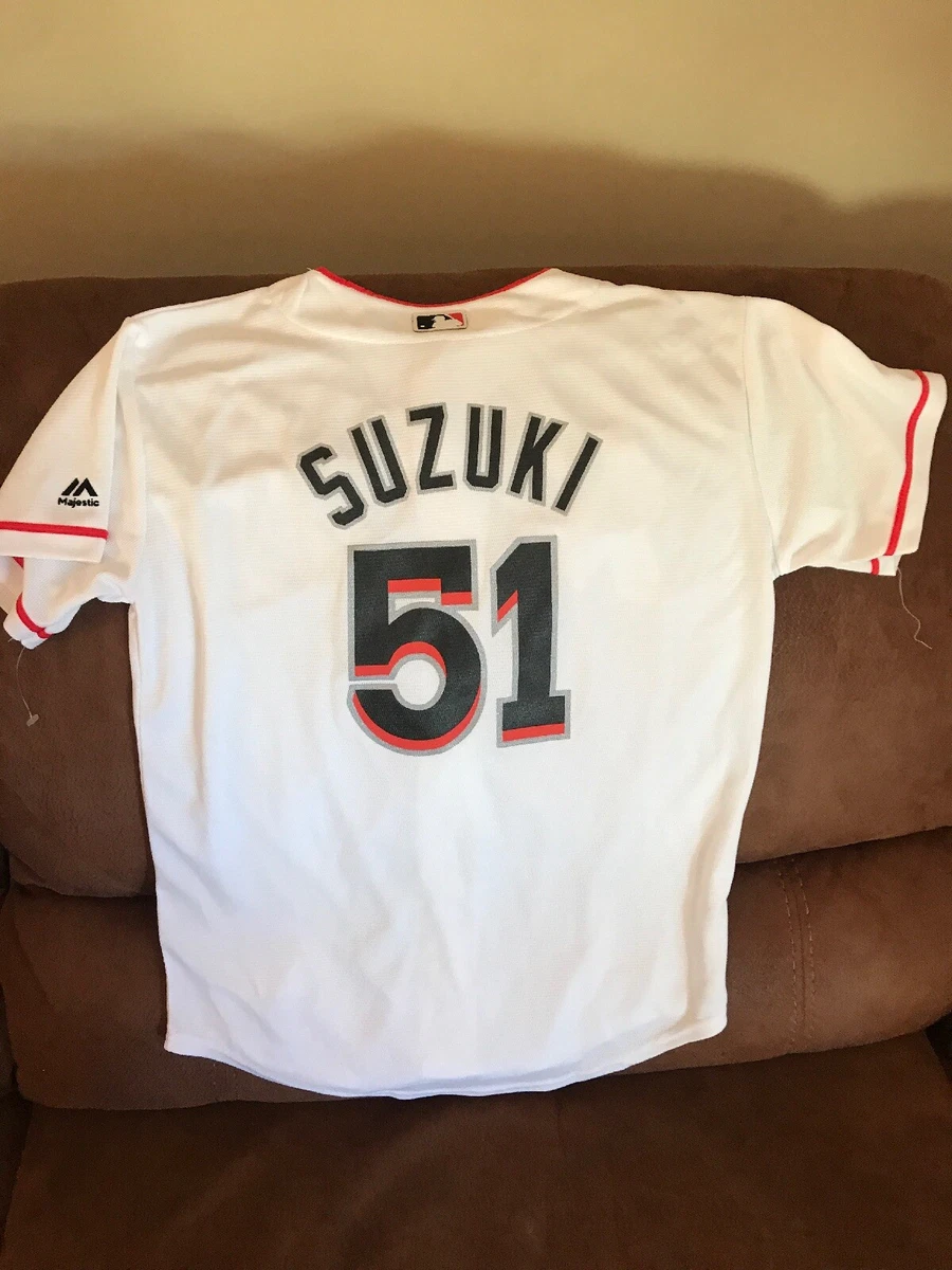 Majestic Miami Marlins Ichiro Suzuki #51 Baseball Jersey NEw Not TagSize L  Youth