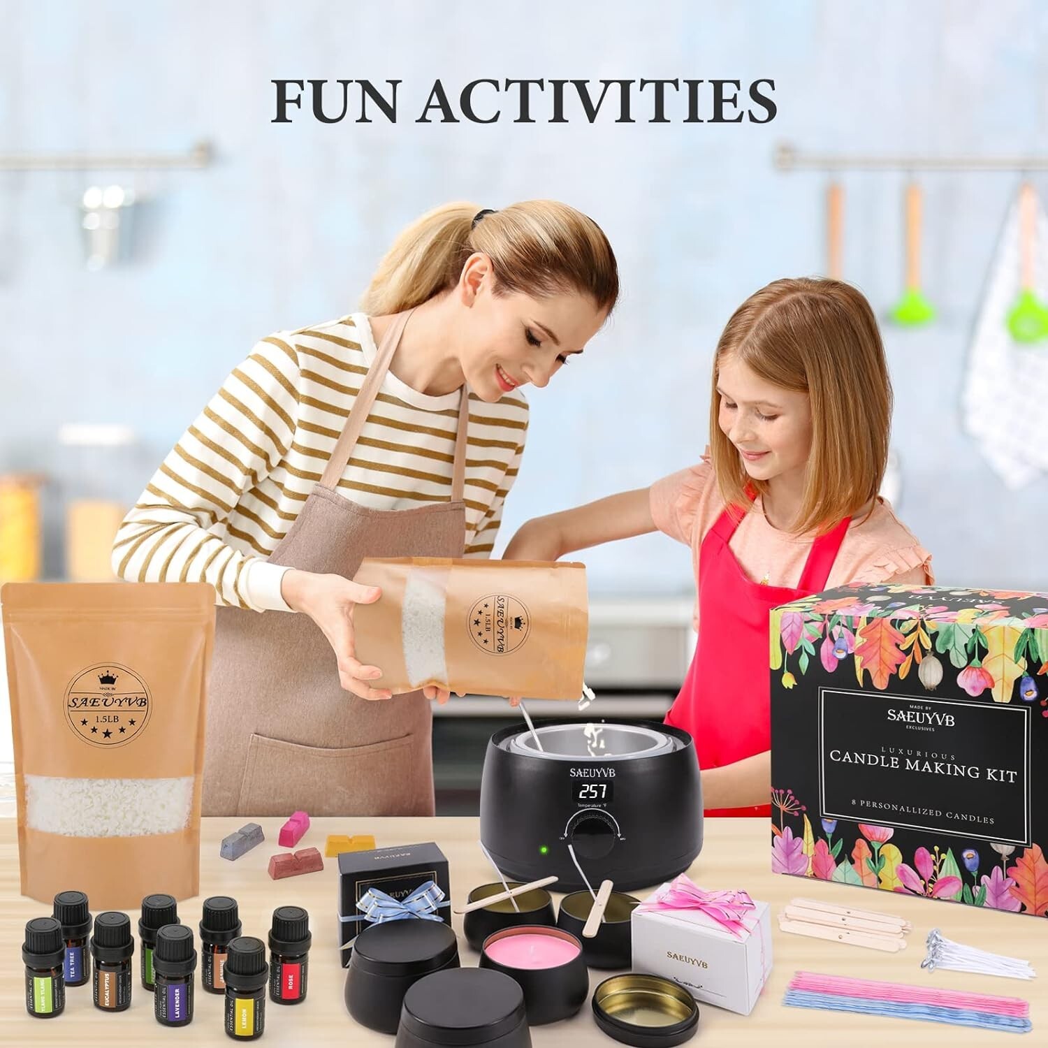 Candle Making Kit for Adults with Hot Plate, DIY Starter Soy Candle Making Suppl