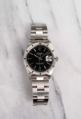 Rolex Oyster Perpetual Date 90s Ref 15210 Black Dial Quickset 34mm.
