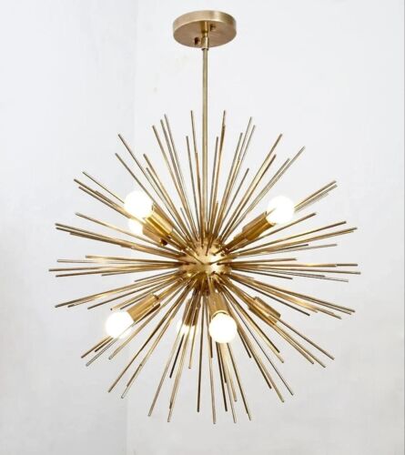 Mid Century Style Urchin Sputnik Light Décor Brass Ceiling Chandelier Fixture