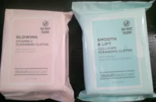 2 NEW GLOWING vitamin C & SMOOTH & LIFE collagen cleansing cloths 50 cloths