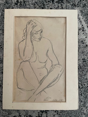 Edna Alice (E.A.) Stelly (1920 - 1996) Sketch 1945 Portrait Of A Woman Original