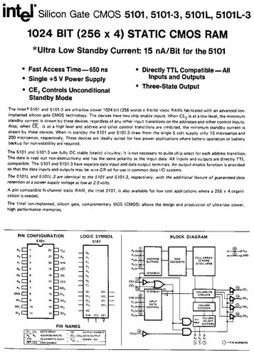 SRAM 256×1 , 256×4 , 1k×1 , 1k×4 , 4k×4 , 16k×1, 64k×1 , 8k×8 , 32k×8 , 128k×8 - Picture 13 of 58