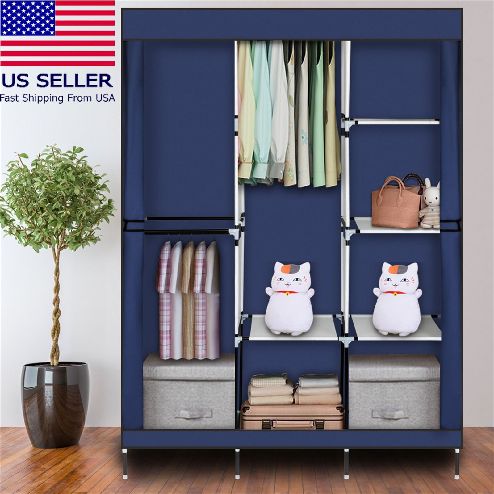 Clothes Rack Storage Organizer Closet Portable Heavy Duty Shelves 71