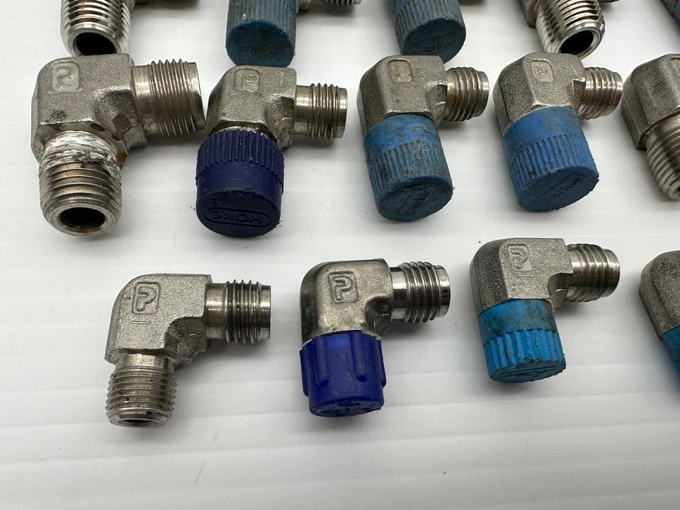 Lote 26 Codos de Unión Mezclados de Compresión de Tubo Parker 90 Grados 316 SS Usados Foto 3 de 4