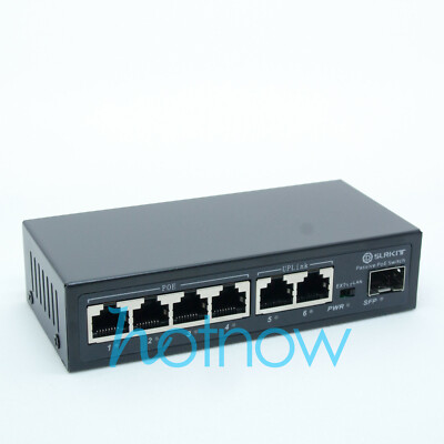 DSLRKIT 4POE 1SFP 2UpLink Gigabit 7 Ports Passive PoE Switch Injector Ethernet