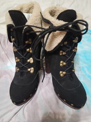 NYLA Anka Black genuine SUEDE leather  Boots Size 8.5
