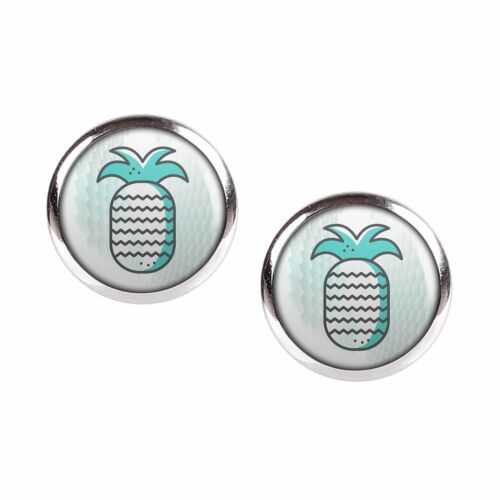 Mylery Studs Pair with Motif Pineapple Turquoise Opal Honeycomb Silver Size - Picture 1 of 6