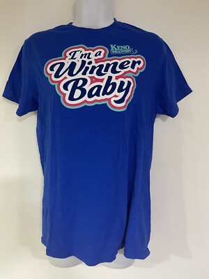 Keno The Lottery Blue T Shirt Size Medium I m A Winner Baby Authentic Preshrunk