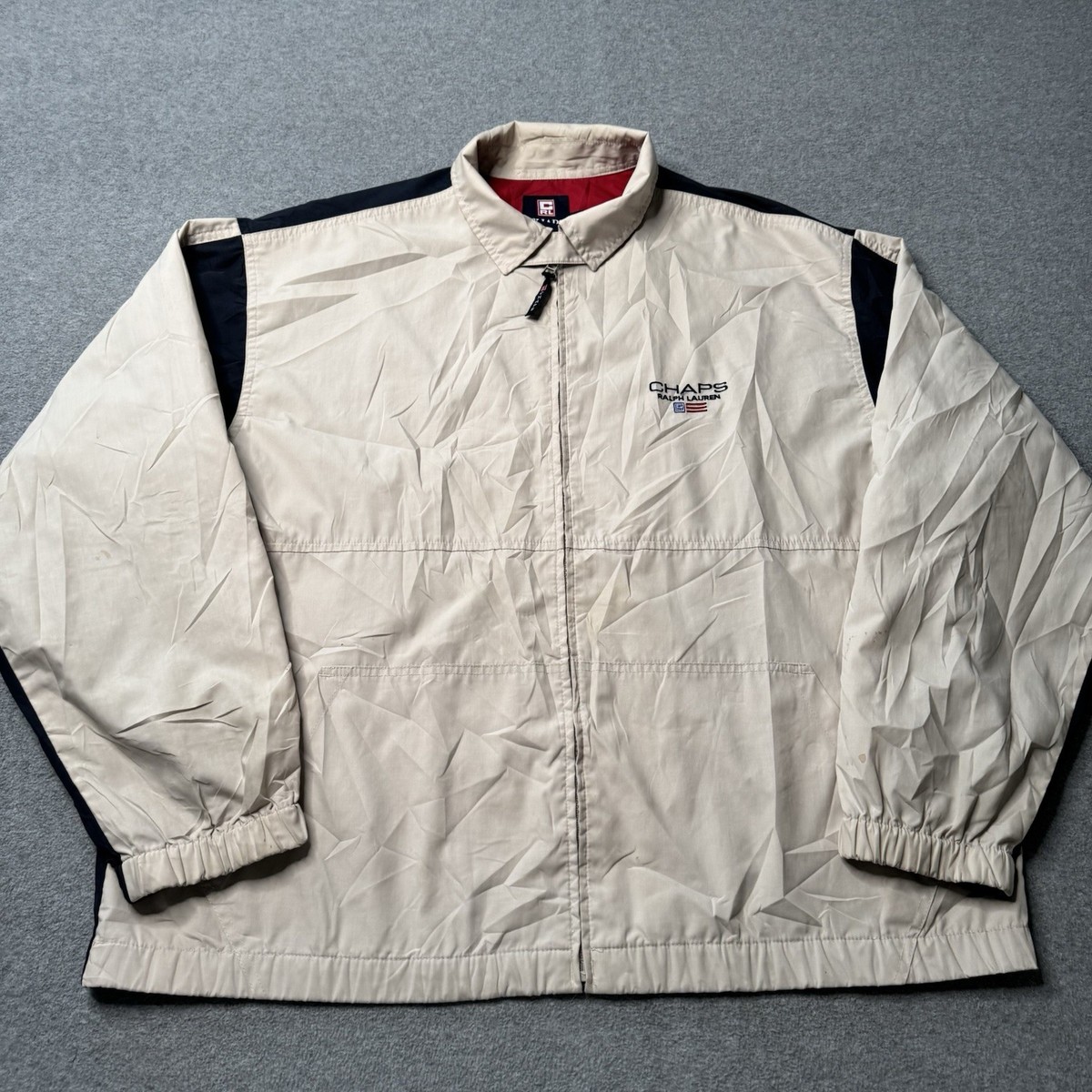 HK Chaps Ralph Lauren Jacket Mens Large Windbreaker Lightweight Chin