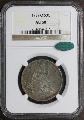 1857-O (AU50 CAC) Seated Liberty Half Dollar 50C NGC - Better Date