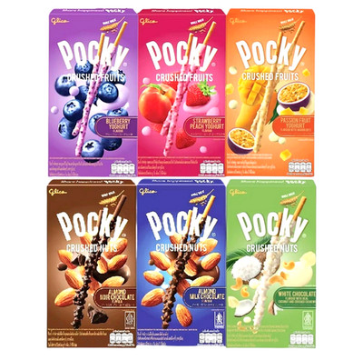 Glico Pocky Crush Fruits & Nuts Biscuit Sticks   6 Flavors Variety Pack【US DDP】