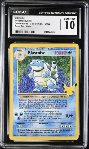 CGC 10 GEM MINT Blastoise 2/102 Celebrations Classic Collection Holo Pokemon