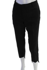 Zara Womens Solid Flat Front Trousers Black Size 8