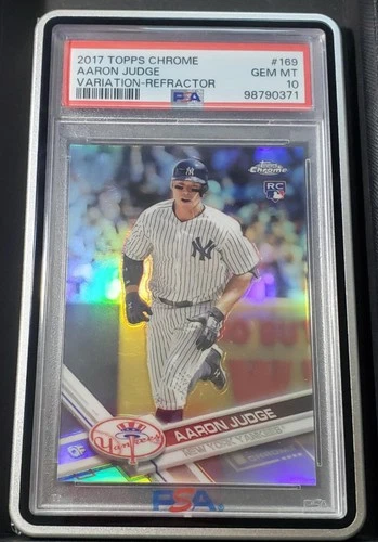 AARON JUDGE 2017 TOPPS CHROME ROOKIE REFRACTOR RUNNING VARIATION PSA 10 💎🔥 SSP