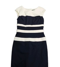 Lauren Ralph Lauren Dress Size 4 Blue White Striped Sleeveless Lined Classic