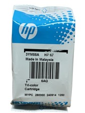 HP 67 Tri  Color Ink Cartridge 3YM55A Genuine OEM Sealed New Made in Malaysia