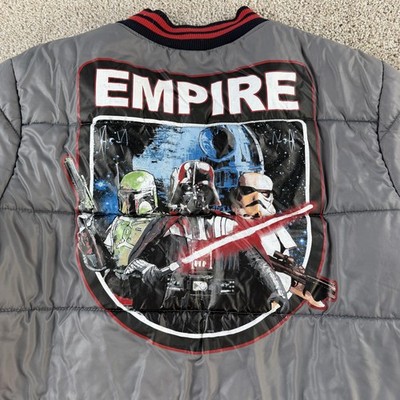 COACH STAR WARS GALACTIC EMPIRE ジャンパー Star Wars Jacket Mens 3XL Gray Galactic Empire Varsity Puffer Snap