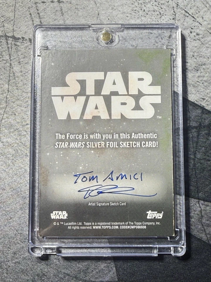 2024 Topps Star Wars Galaxy Silver Foil Qui-Gon Jinn Sketch Card #1/1  TOM AMICI - Image 2 of 2