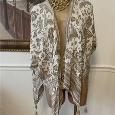 Vince Camuto Tropical Theme Neutral Color Kimono OSFM