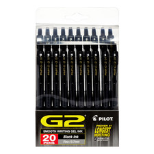 Pilot G2 Retractable Gel Ink Pens, Fine Point, Black, 20 Count