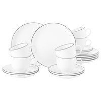 Seltmann Weiden Lido Black Line Kaffeeservice Rund 18-Teilig Tasse Teller Untere