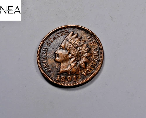 1891 Indian Head Penny Cent ~ AU/Uncirculated ~ Four Diamonds ~ ZI621