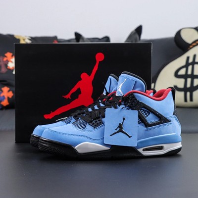 NEW Jordan 4 Retro Travis Sc0tt ''Cactus Jack'' Blue Men's All Size US 7-12
