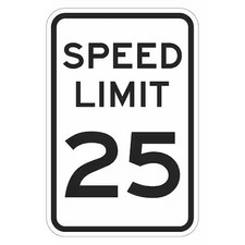 Lyle T1-5021-Eg_12X18 Speed Limit 25 Traffic Sign, 18 In H, 12 In W, Aluminum,