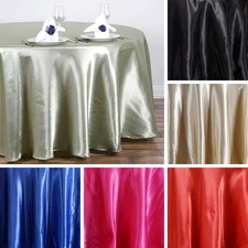 6 pcs 108" ROUND Satin TABLECLOTHS Wedding Party Kitchen Tabletop Linens SALE