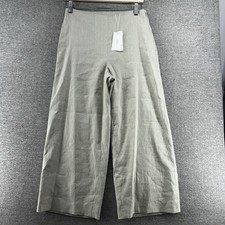 Vince Crop Wide Leg Pants Women Size 2 Beige Linen Blend Casual NEW