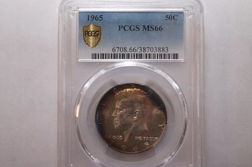 1965 KENNEDY HALF DOLLAR GRADED PCGS MS66 VERY TONED