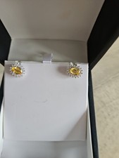  750 Gold probe Bespoke Yellow Diamond Cluster Stud Earrings 2 Carat  Over £3000