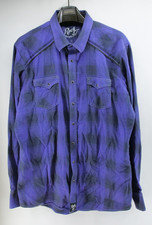 Rock 47 by Wrangler Men  s Purple Geometric Print Pearl Snap Shirt L Embroidered