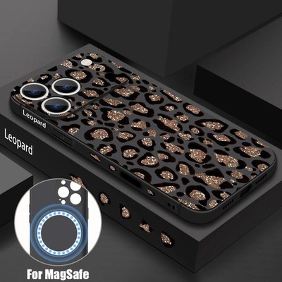 Magsafe Handyhülle für iPhone 17 Pro Max Air 16 15 14 13 12 Leopard-Silikonhülle