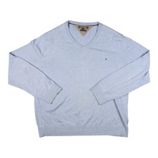Tommy Hilfiger Jumper Mens XLARGE blue V neck long sleeve cashmere Size XL