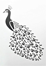 Peacock Majestic Tribal Wall Art Reusable Stencil - StencilAir