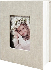 Photo Album 4X6 100 Pockets, Linen Cover Top Loader Vertical, Slip-In Picture