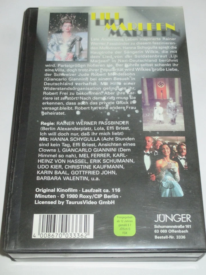 Jünger Video - Lili Marleen - VHS/Drama/Hanna Schygulla/Rainer Werner Fassbinder - Bild 2 von 2